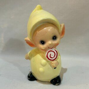 Vintage Josef Original Ceramic Pixie Figurine with Swirly Lollipop